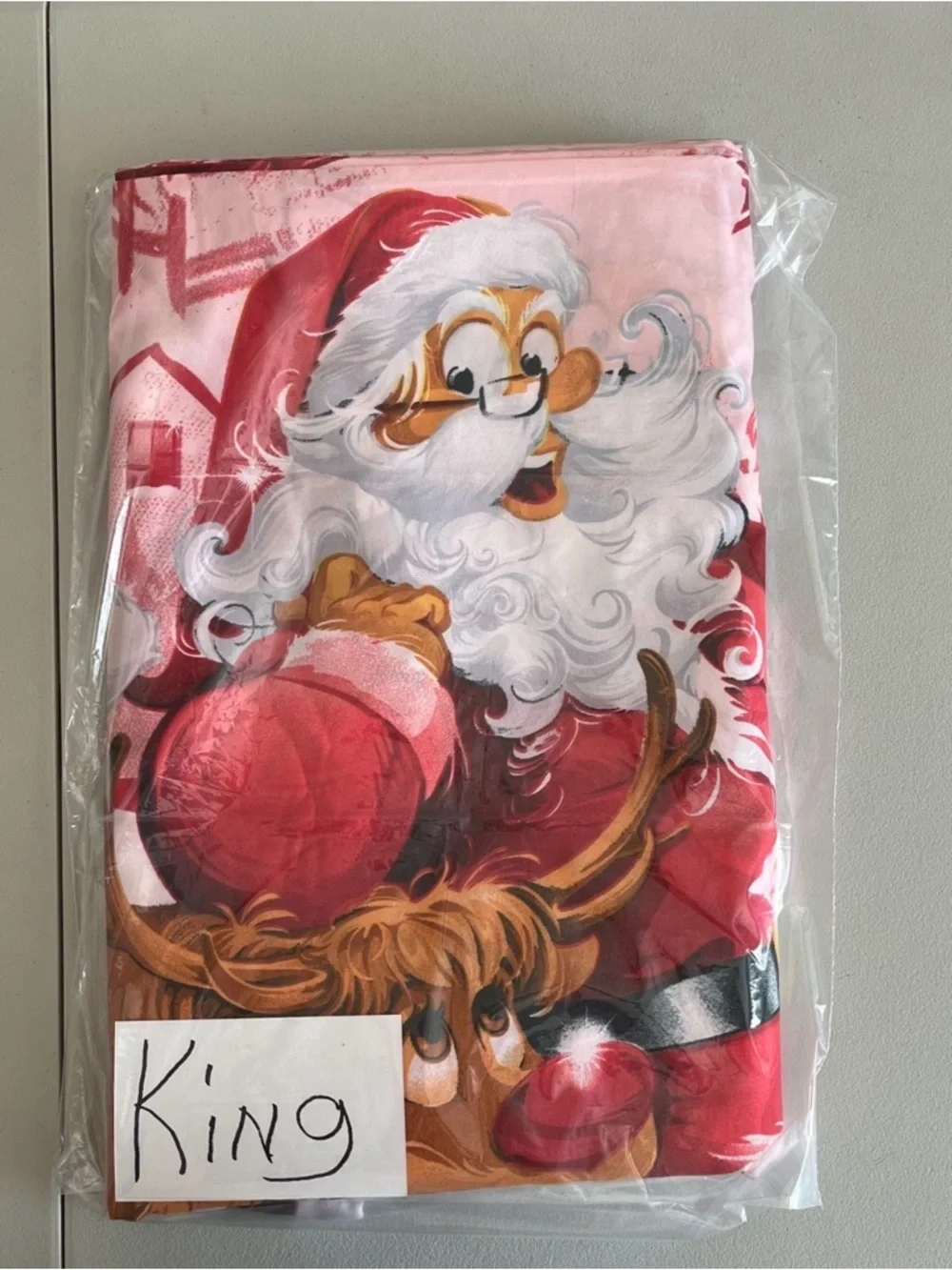 Handmade Festive Red Merry Christmas King Size Duvet - Holiday Home Bedding